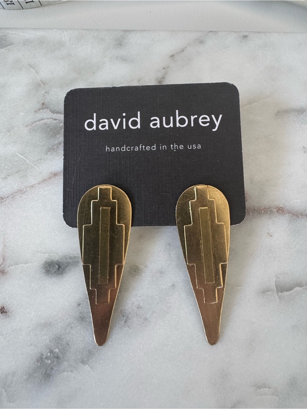 David Aubrey Gold Geometric Drop Earrings